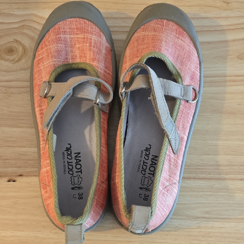 Naot Pink and Gray Mary Jane Shoes